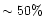 $\sim50\%$