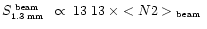$ \mbox{$S_{\mbox{\tiny 1.3~mm}}^{\mbox{\tiny ~beam}}$ }\, \propto \: \k13 \; \B13 \: \times
<N\h2>\mbox{$_{\mbox{\tiny beam}}$ }$