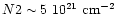 $N\h2 \sim 5~10^{21}~\mbox{$\mbox{cm}^{-2}$ }$