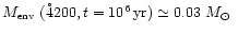 $\mbox{$M_{\mbox{\tiny env}}$ }(\r4200, t\rm = 10^6\rm\, yr\rm )\simeq
0.03~\mbox{$M_\odot$ }$