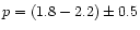 $p= (1.8-2.2)\pm 0.5$