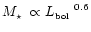 $\mbox{$M_\star$ }\propto \mbox{$L_{\mbox{\tiny bol}}$ }^{0.6}$