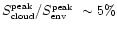 $S^{\mbox{\tiny
peak}}_{\mbox{\tiny cloud}} / \mbox{$S_{\mbox{\tiny env}}^{\mbox{\tiny peak}}$ }\sim 5\%$