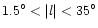 $1.5^\circ < \vert l\vert < 35 ^ \circ $