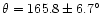 $\theta = 165.8 \pm 6.7 ^{\circ}$
