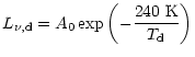 $\displaystyle L_{\nu,{\rm d}}= A_0 \exp\left (-\frac{240~{\rm K}}{T_{{\rm d}}}\right )$