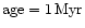${\rm age}=1\,{\rm Myr}$