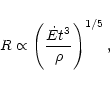 \begin{displaymath}R \propto \left(\frac{\dot E t^{3}}{\rho} \right)^{1/5},
\end{displaymath}