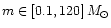 $m\in[0.1, 120]\,M_{\odot}$