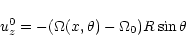 \begin{displaymath}u_z^0 = - (\Omega(x,\theta) - \Omega_0) R \sin \theta
\end{displaymath}