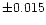 $\pm0.015$