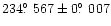 $234\hbox{$.\!\!^\circ$ }567 \pm 0\hbox{$.\!\!^\circ$ }007$