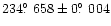 $234\hbox{$.\!\!^\circ$ }658 \pm 0\hbox{$.\!\!^\circ$ }004$