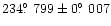 $234\hbox{$.\!\!^\circ$ }799 \pm 0\hbox{$.\!\!^\circ$ }007$