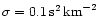 $\sigma = 0.1 \,
{\rm s}^{2} \, {\rm km}^{-2}$