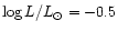 $\log L/L_{\odot} = -0.5$