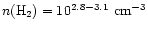 $n({\rm H}_2)=10^{2.8-3.1}~{\rm cm}^{-3}$