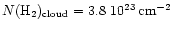 $N(\ifmmode{{\rm H}_2}\else{H$_2$ }\fi)_{\rm cloud}=3.8~10^{23}\,
{\rm cm^{-2}}$