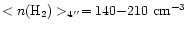 $<n(\ifmmode{{\rm H}_2}\else{H$_2$ }\fi)>_{4''}= 140{-}210~{\rm cm}^{-3}$