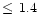 $\leq\,1.4$
