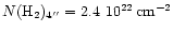 $N(\ifmmode{{\rm H}_2}\else{H$_2$ }\fi)_{4''}=2.4~10^{22}\,{\rm cm^{-2}}$