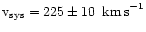 ${\rm v}_{\rm sys}=225\pm10~\ifmmode{{\rm\thinspace km\thinspace s}^{-1}}\else{\thinspace km\thinspace s$^{-1}$ }\fi$