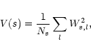 \begin{displaymath}V(s) = {1 \over N_s} \sum_l W_{s,l}^2,
\end{displaymath}