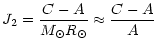 $\displaystyle J_{2} = \frac{C - A}{M_{\odot} R_{\odot}} \approx \frac{C - A}{A}$