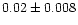 $0.02\pm0.008$