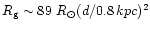 $R_{\rm g} \sim 89~R_{\odot}(d/0.8\,kpc)^{2}$