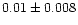 $0.01\pm0.008$