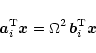 \begin{displaymath}\vec{a}_i^{\rm T} \vec{x}=\Omega^2\,\vec{b}_i^{\rm T} \vec{x}
\end{displaymath}