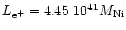 $L_{{\rm e}^{+}}=4.45~10^{41} M_{\rm Ni}$