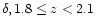 $\delta , 1.8\le z<2.1$
