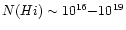 $N(H{\sc i})\sim 10^{16}{-}10^{19}$