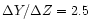 $\Delta Y/\Delta Z=2.5$