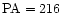 $\rm PA = 216$