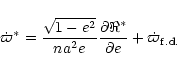 \begin{displaymath}\dot \varpi^\ast = {{\sqrt{1-e^2}}\over{na^2e}} {{\partial\Re^\ast}\over{\partial e}}
+\dot \varpi_{ {\rm f.d.}}
\end{displaymath}