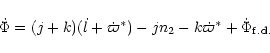 \begin{displaymath}\dot \Phi =(j+k)(\dot l+\dot \varpi^\ast)-jn_{2}-k\dot \varpi^\ast+\dot \Phi_{ {\rm f.d.}}
\end{displaymath}