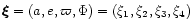 $\vec \xi=(a,e,\varpi,\Phi)=(\xi_{1},\xi_{2},\xi_{3},\xi_{4})$