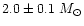$2.0\pm0.1~ M_{\odot}$