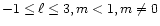 $-1\leq\ell\leq3, m<1, m\neq0$
