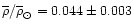 $\overline{\rho}/\overline{\rho}_{\odot}=0.044\pm 0.003$