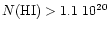$N({\rm HI})>1.1~10^{20}$