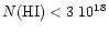 $N({\rm HI})< 3~10^{18}$