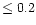 $\leq 0.2$