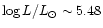 $\log
L/L_{\odot} \sim 5.48$