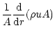 $\displaystyle \frac{1}{A}\frac{{\rm d}}{{\rm d}r}(\rho uA)$
