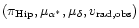 $(\pi_{\rm
Hip}, \mu_{\alpha^\ast}, \mu_\delta, v_{\rm rad, obs})$
