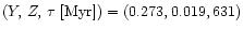 $(Y,\, Z,\, \tau~[{\rm Myr}]) = (0.273, 0.019, 631)$